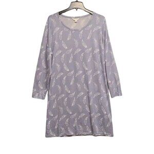 Charter Club Intimates Sleepshirt Womens S Blue Feather Nightgown Long Sleeve